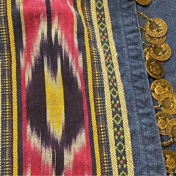 Vintage 80's Lizwear Denim Wrap Skirt With Charms & Aztec Print Women's Size 12 - Picture 11 of 15
